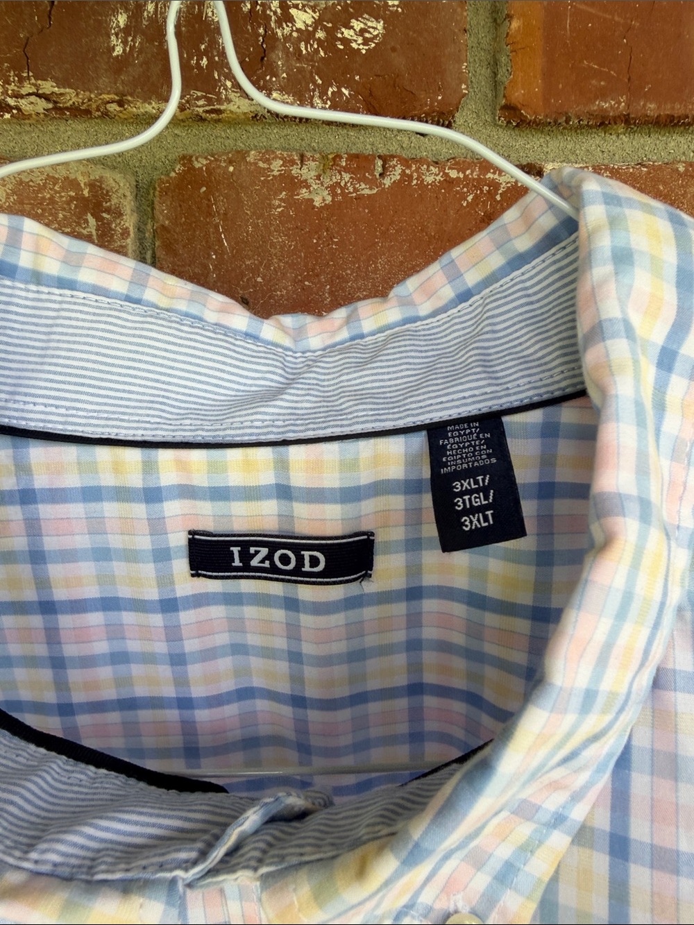 Izod blue plaid button down shirt Size 3 XLT - Picture 3 of 7